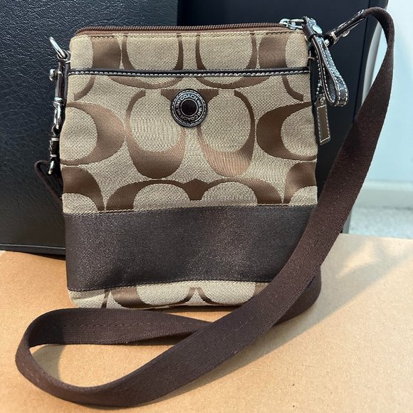 Coach Brown Signature Canvas Swing Pack Crossbody - Picture 1 of 7